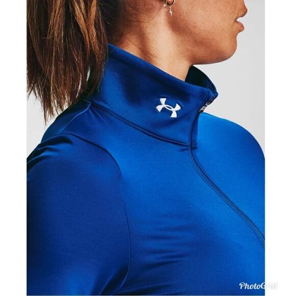 Under Armour Authentics ColdGear 1/2 Zip T-Shirt Pullover Royal Blue Jacket - Picture 2 of 11